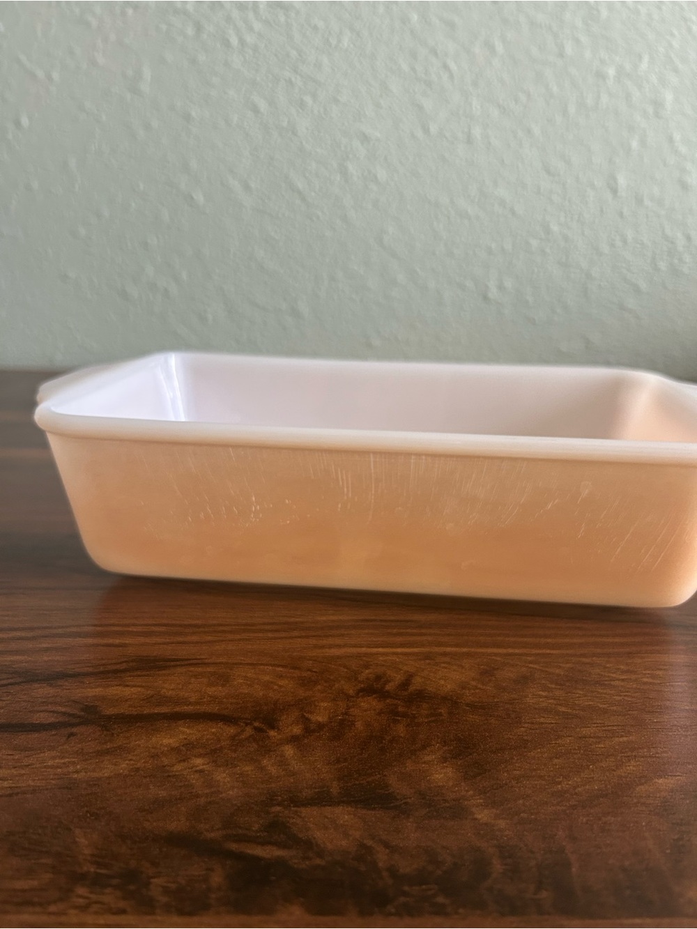 Fire King Peach-Glow Rectangular Glass Casserole. 1 Qt.